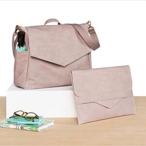 Thirty-One On Point Bundle Back-pack Crossbody Laptop Bag Pebble (Grayish Pink)